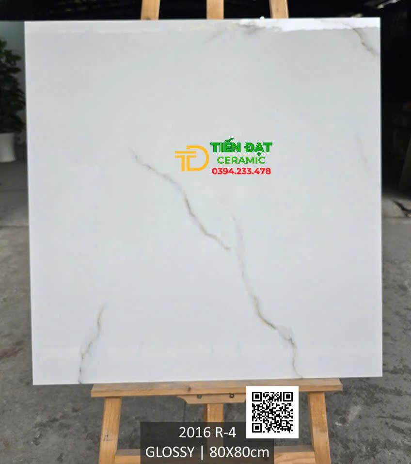 Gạch Đá Bóng Kiếng 80x80 Nhập Khẩu Trắng Vân Khói Nhẹ 