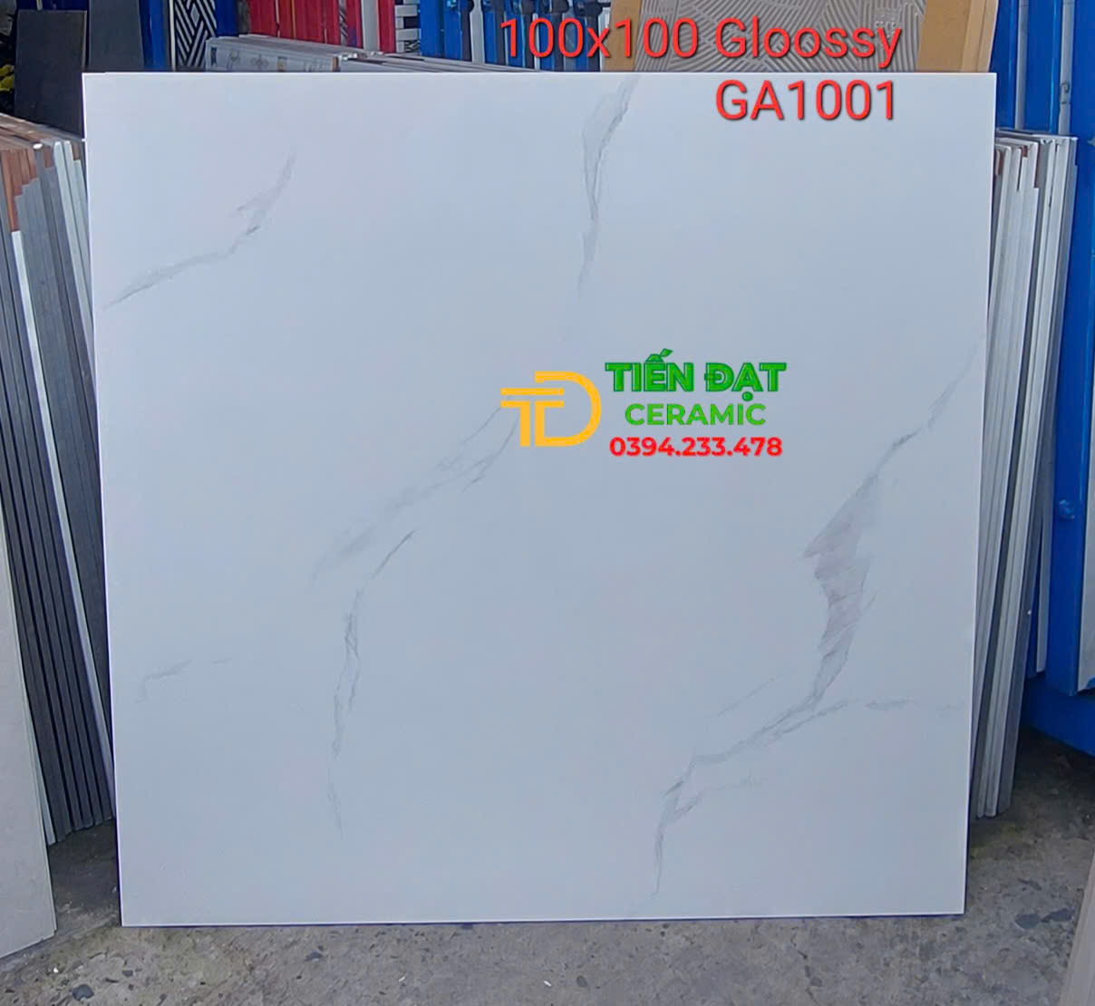 Gạch Đá Bóng Kiếng Kim Cương 100x100 Trắng Vân Khói Xả Kho