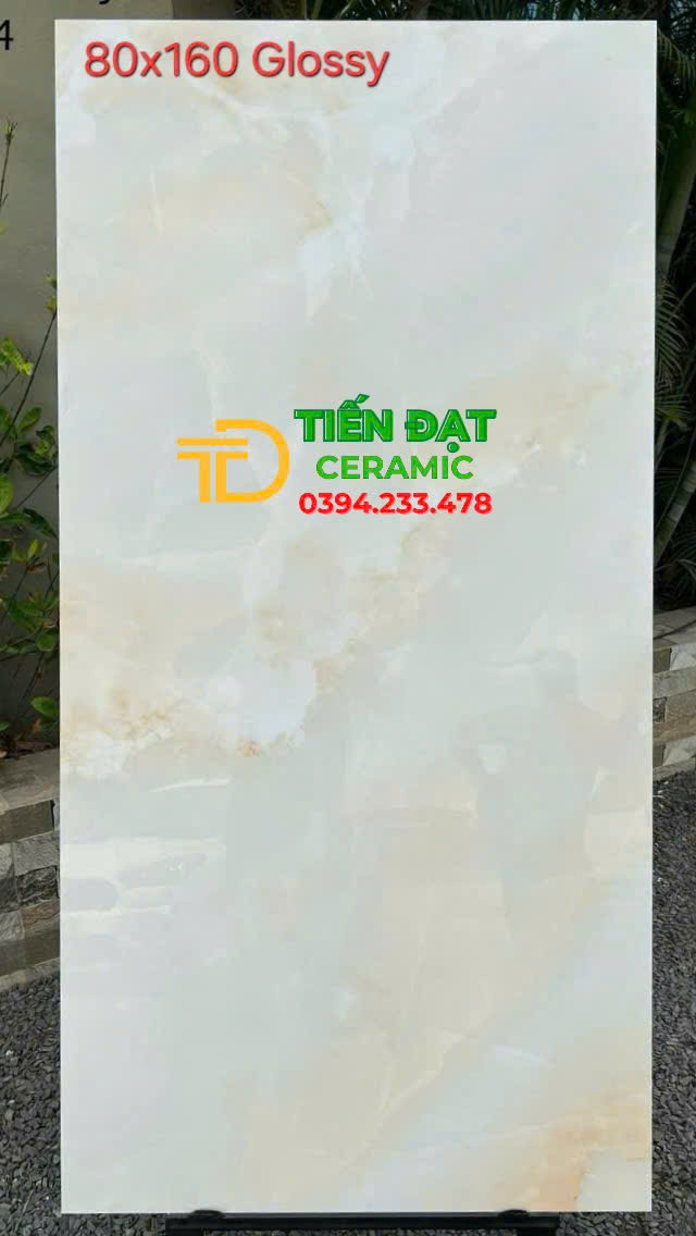 Gạch Đá Bóng Kiếng Vi Tinh 80x160 Vân Vàng Xanh Ngọc