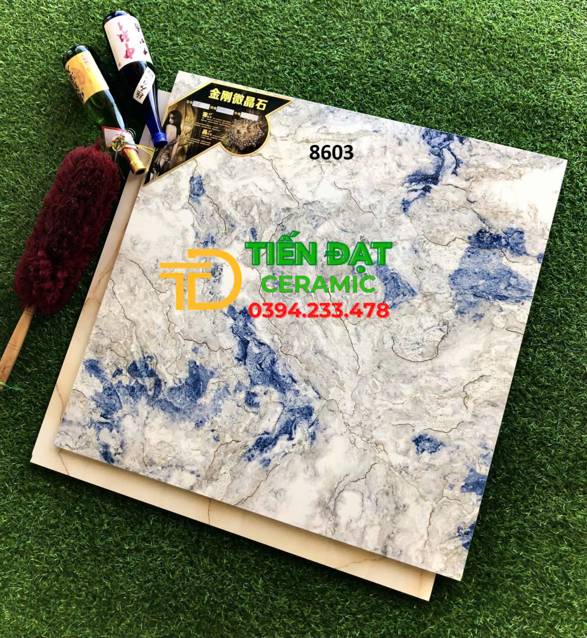 Gạch Đá Granite 80x80 TQ Vân Xanh Khắc Kim Lót Nền