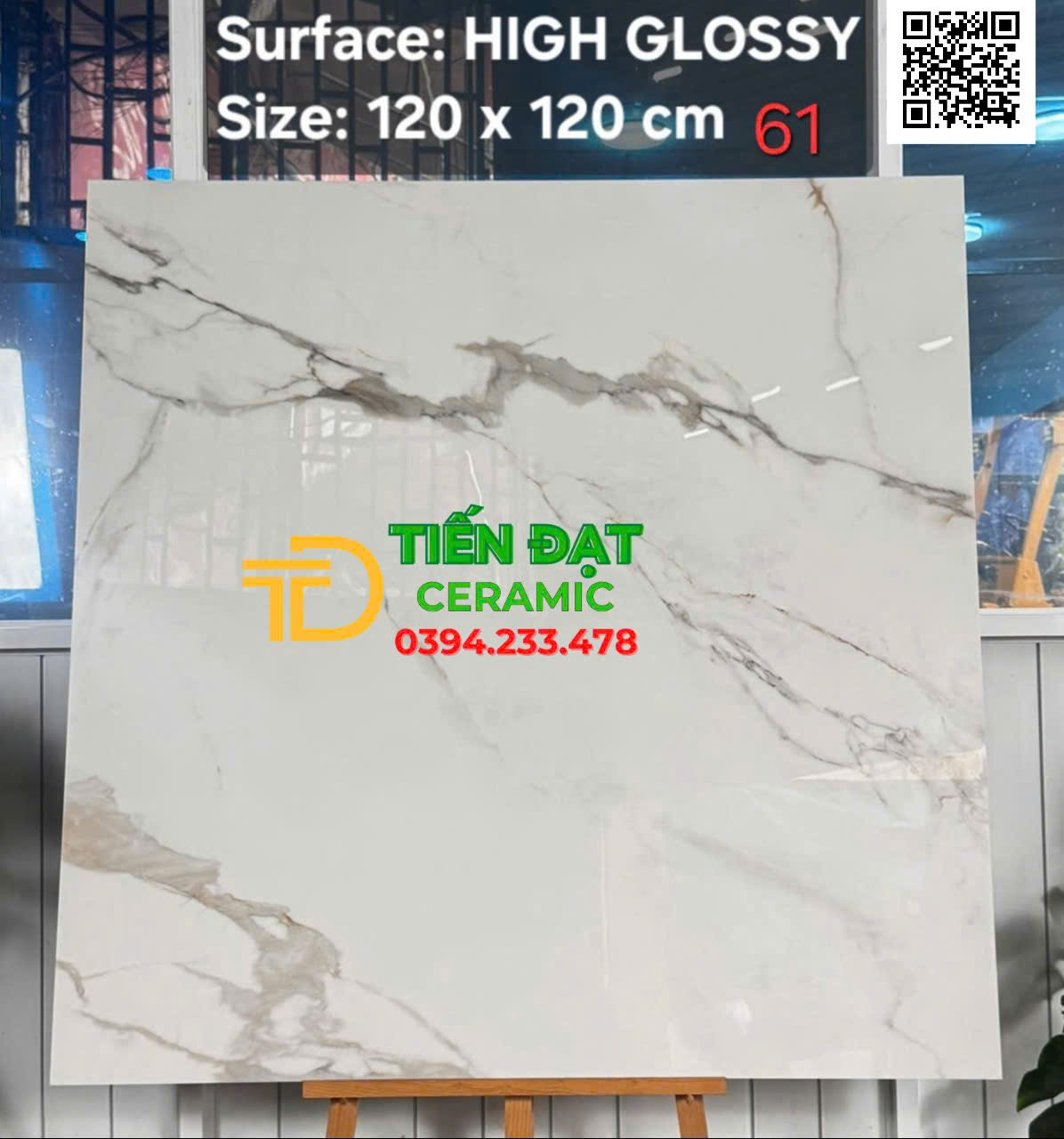 Gạch Đá Marble 120x120 Trắng Vân Xám Lát Biệt Thự