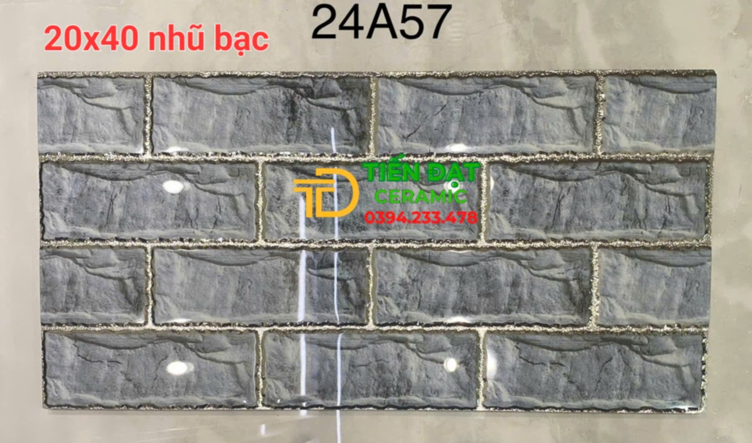 Gạch Giả Đá 20x40 Trang Trí Nhũ Bạc Trắng Mới Nhất