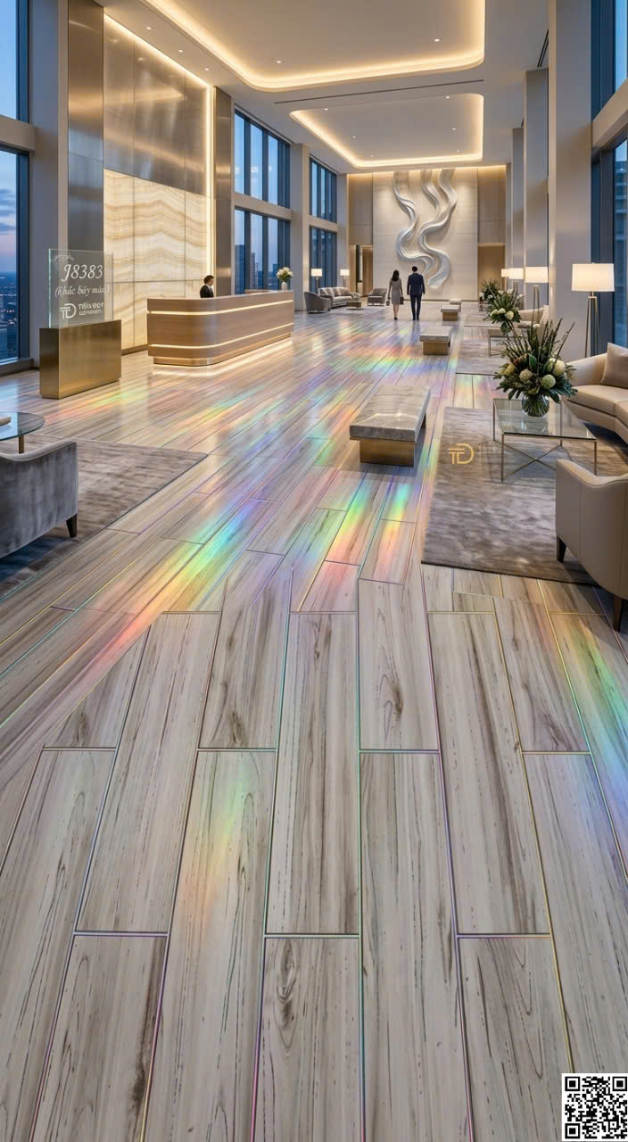 Gạch Giả Gỗ TQ 80x80 Ốp Lát Phòng Khách Nhũ Ánh Kim