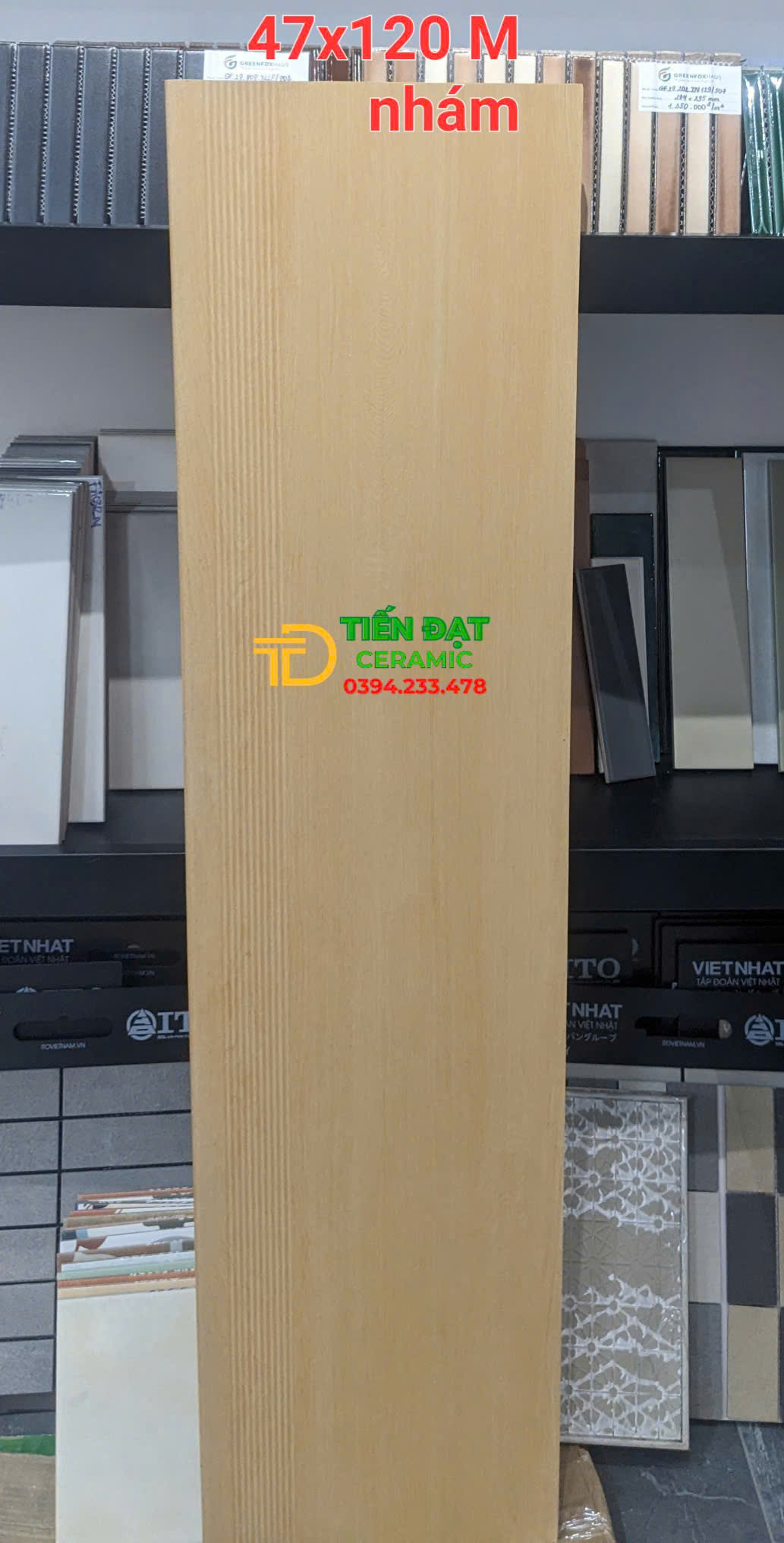 Gạch Gỗ Vân Vàng 47x120 Ốp Lát Cầu Thang Cao Cấp HCM