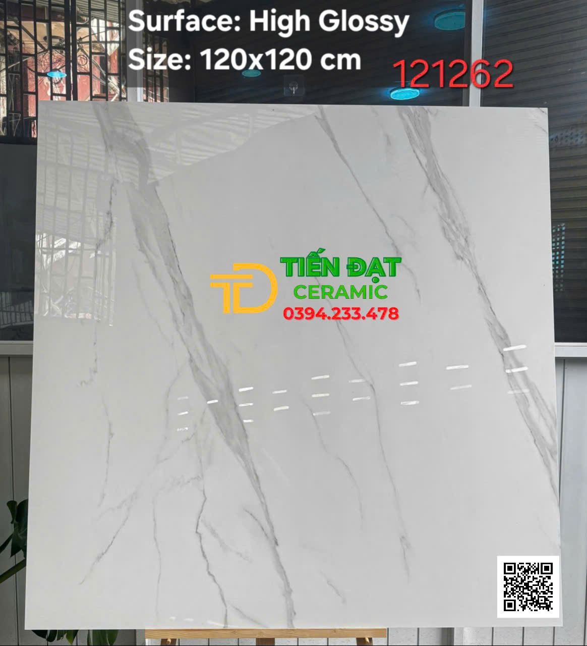 Gạch Khổ Lớn 120x120 Trắng Vân Vi Tinh Lát Phòng Khách