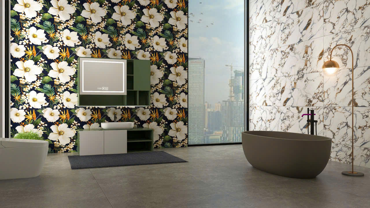 Gạch Ốp Tường 60x120 Apodio Rải Hạt Tinh Thể Bông Hoa Mới Đẹp