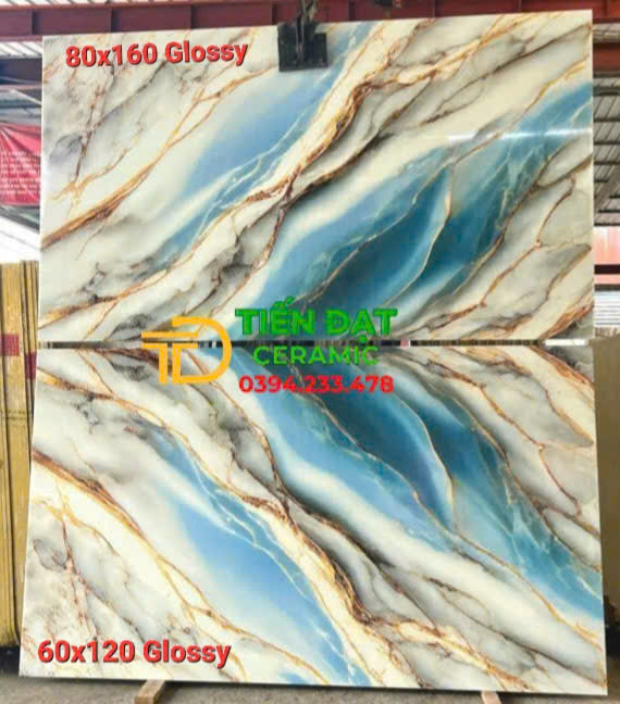 Gạch Khổ Lớn 80x160 Ốp Lát Xanh Trắng Vàng Mẫu Mới