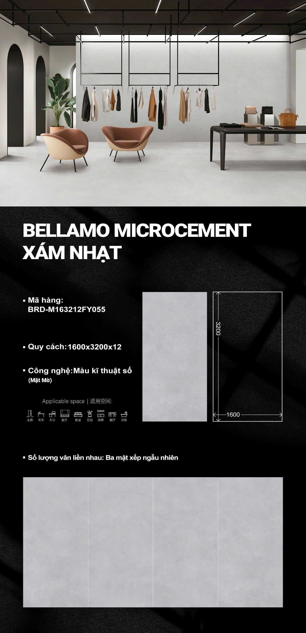 Gạch Khổ Lớn Lát Nền 160x320 TQ Vân Xám Đá Nhạt Mẫu Mới