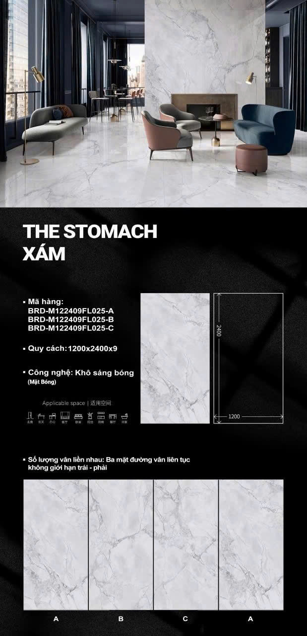 Gạch Khổ Lớn Lát Phòng Khách 120x140 TQ Xám THE STOMACH