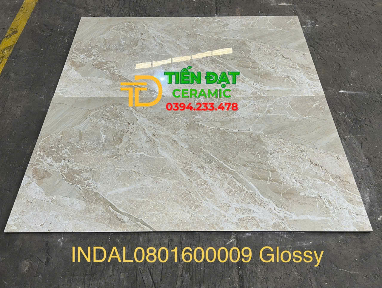 Gạch Lát Nền 80x160 Vân Vàng Nhạt Bóng Kiếng