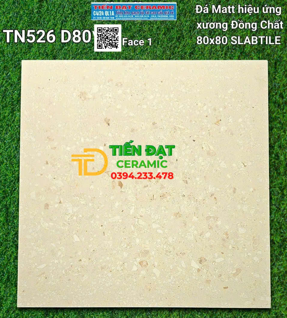 Gạch Lát Nên 80x80 Đá Mờ Vân Vàng Terrazzo Trung Đô