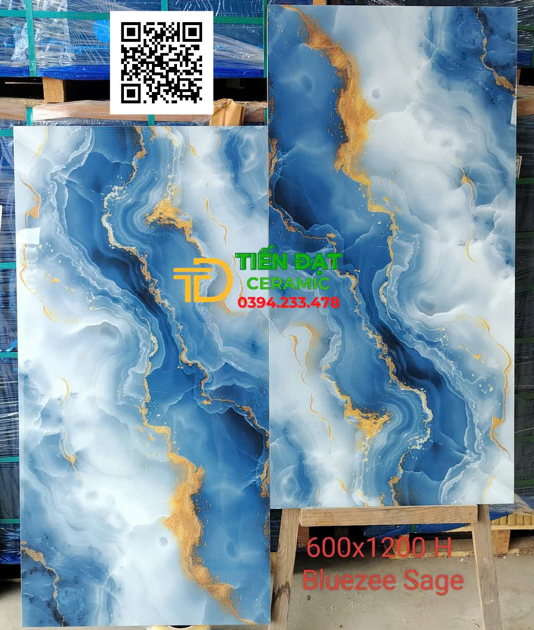 Gạch Lát Nền Cao Cấp 60x120 Trắng Xanh Vàng Mẫu Mới