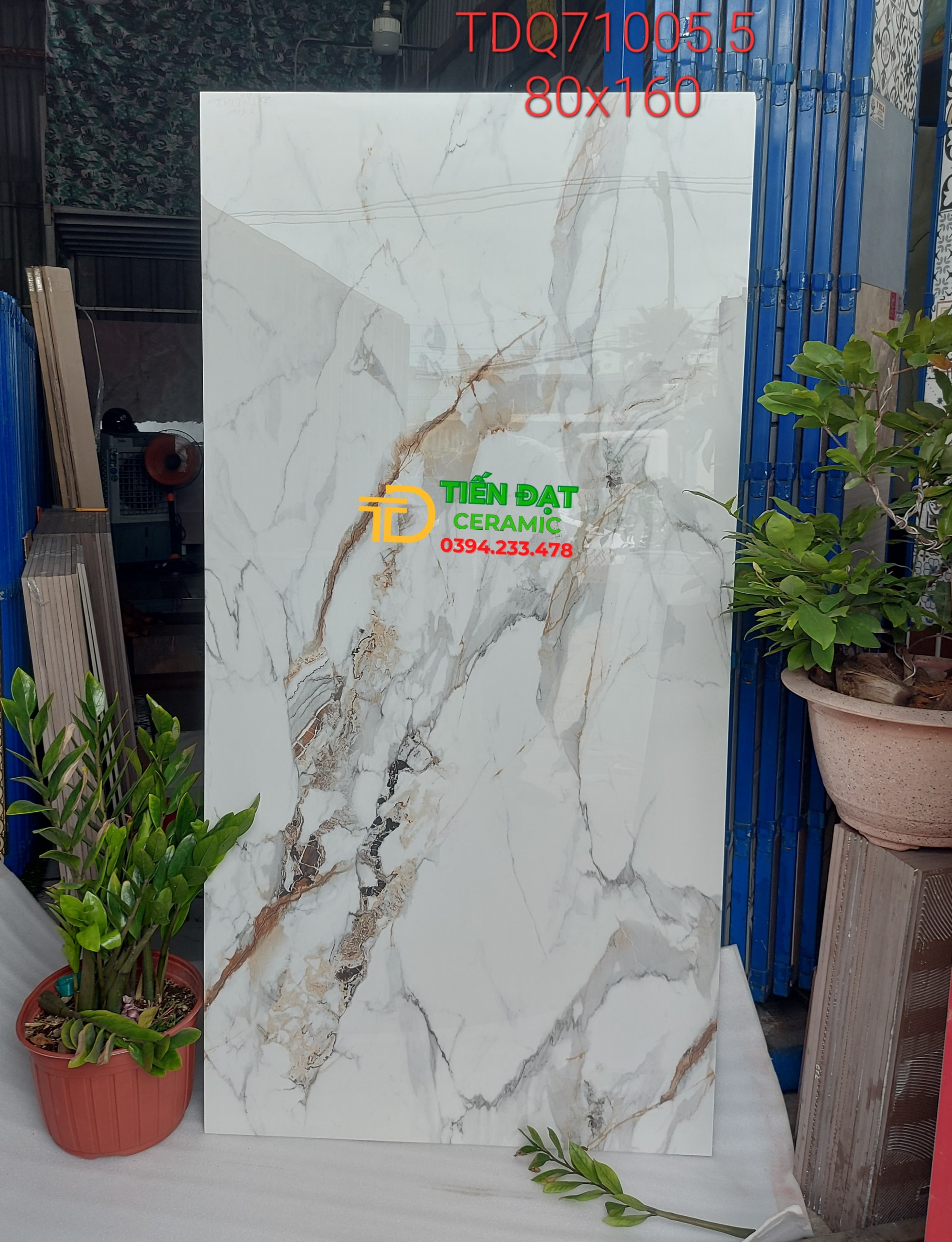 Gạch Marble 80x160 Trắng Vàng Giả Đá Tại Linh Thuận 