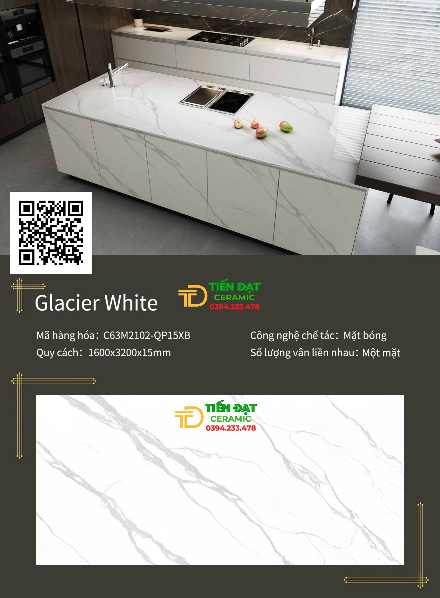 Gạch Marble Khổ Lớn TQ 160x320 Ốp Tường Trắng Vân Mẫu Mới