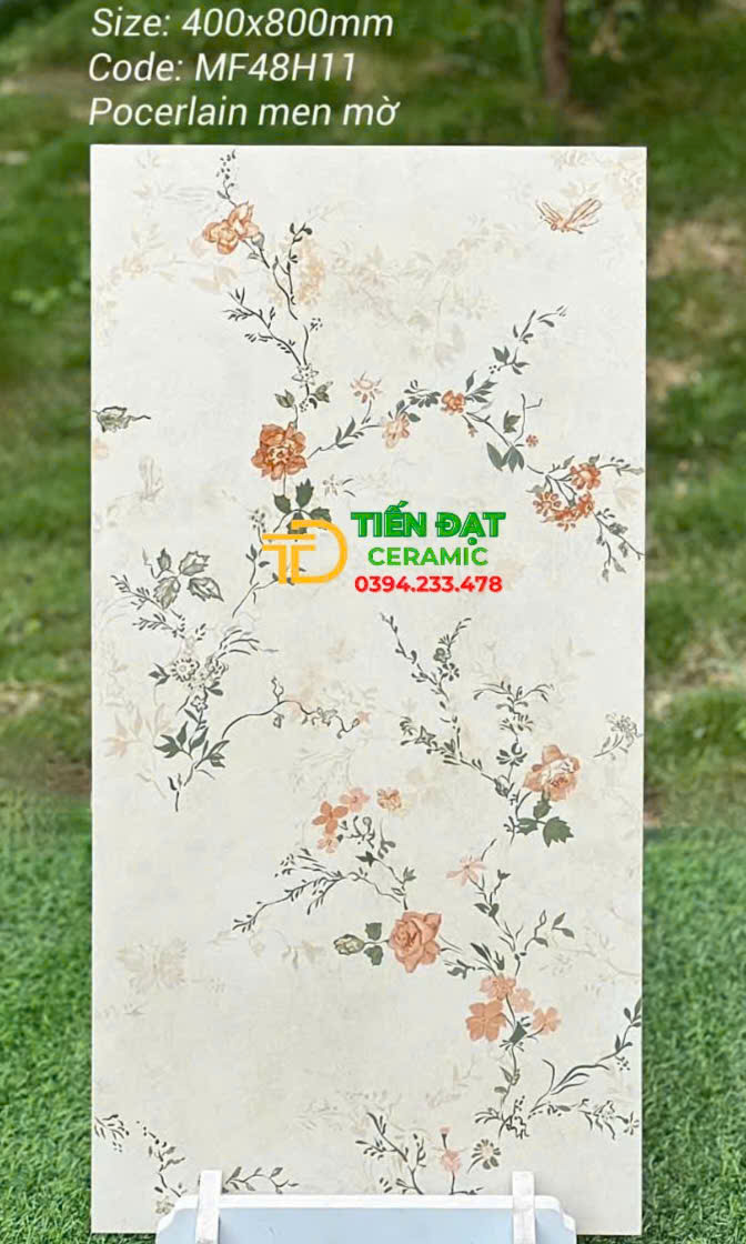 Gạch Nhập Khẩu 40x80 Trang Trí Rải Hạt Bông Hoa Vàng Nhạt