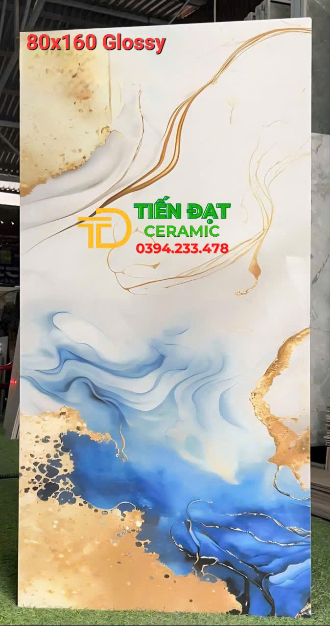 Gạch Nhập Khẩu 80x160 Lát Nền Xanh Ánh Vàng