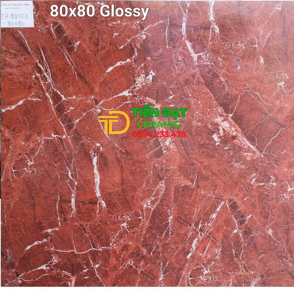Gạch Nhập Khẩu TQ 80x80 Ốp Lát Đỏ Tia Chớp Bóng Kiếng