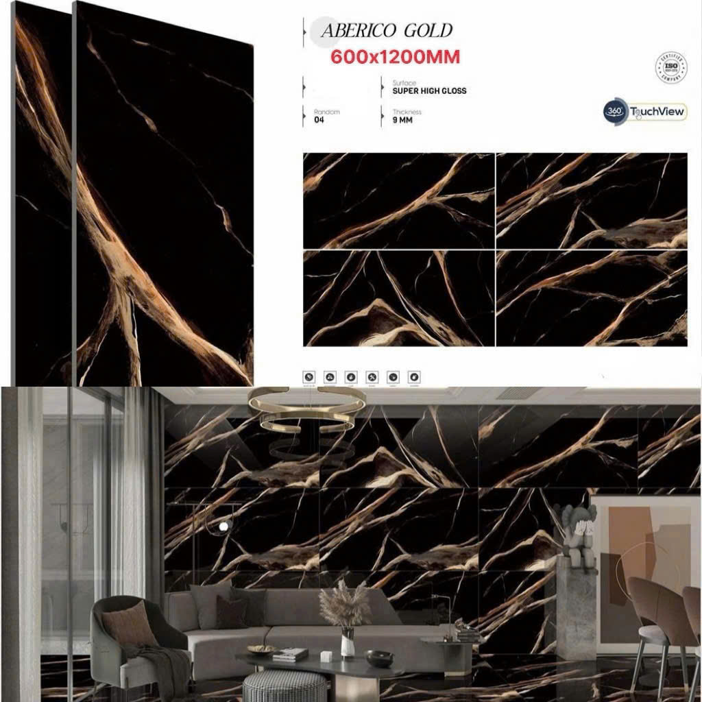 Kho Gạch Ấn Độ 80x160 Đen Vàng Nâu Ốp Tường Trang Trí