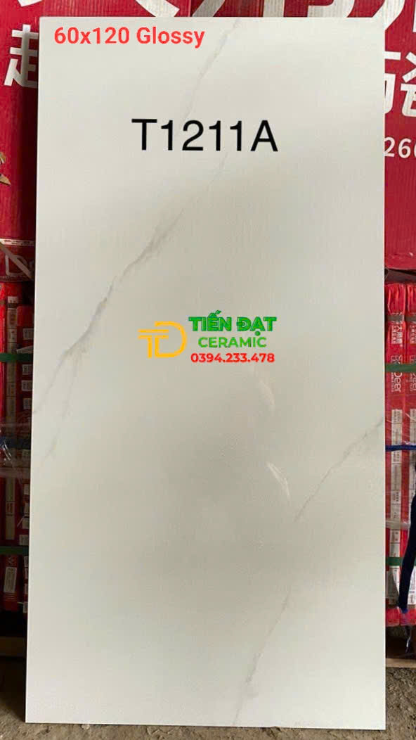 Gạch Ốp Lát Phòng Khách 60x120 Trắng Vân Kim Cương TQ