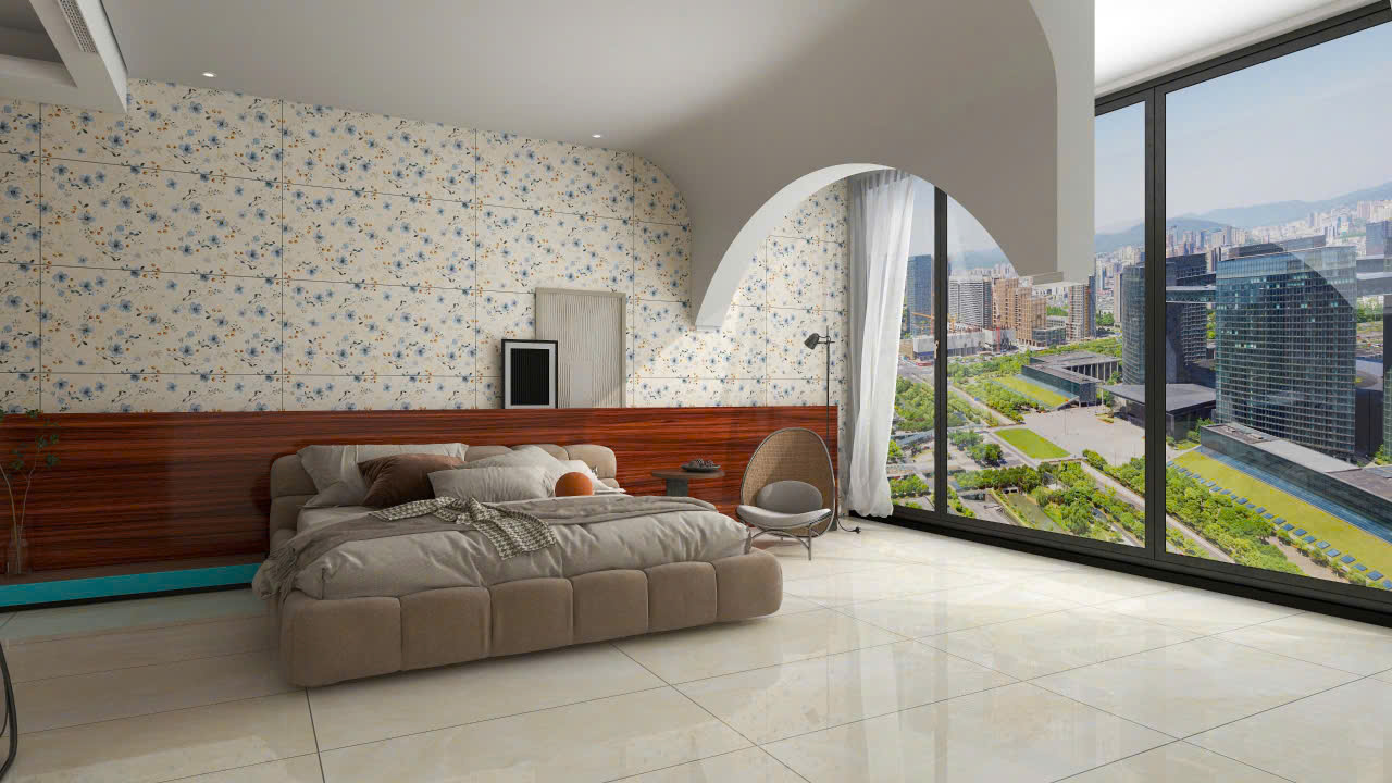 Gạch Ốp Lát Trang Trí Mặt Tiền 60x120 Mờ Rải Hạt Hoa Văn Đẹp
