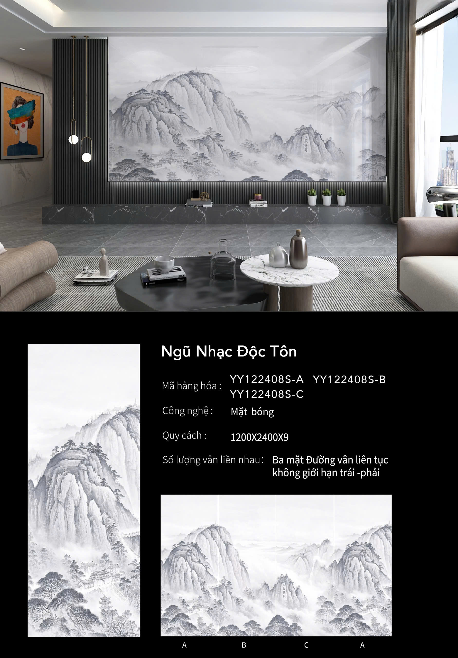 Gạch Trang Phong Thủy TQ 120x240 Khổ Lớn Ngũ Nhạc Độc Tôn