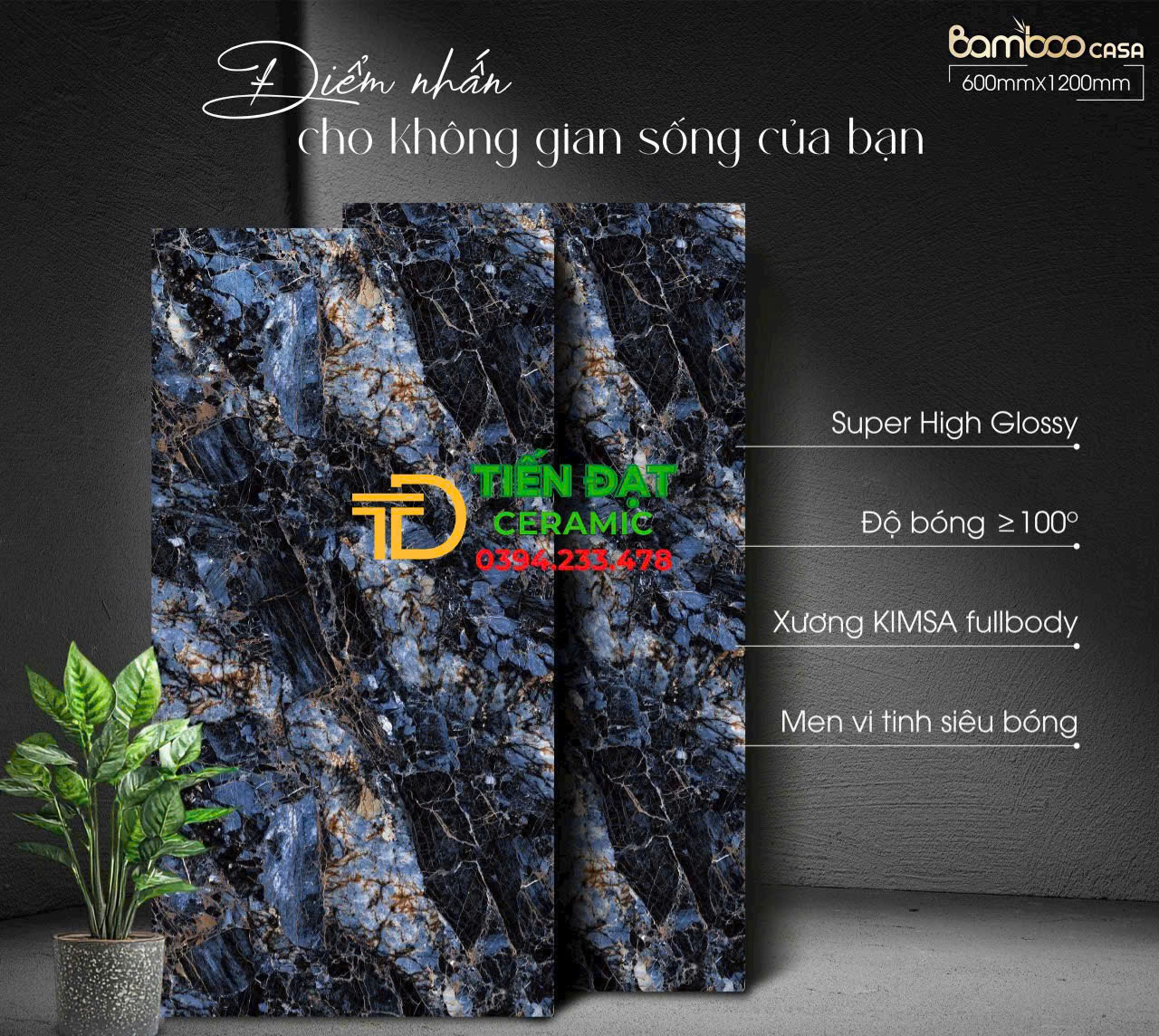 Gạch Vincera Cao Cấp 60x120 Xanh Trắng Giả Đá Ốp Lát Biệt Thự