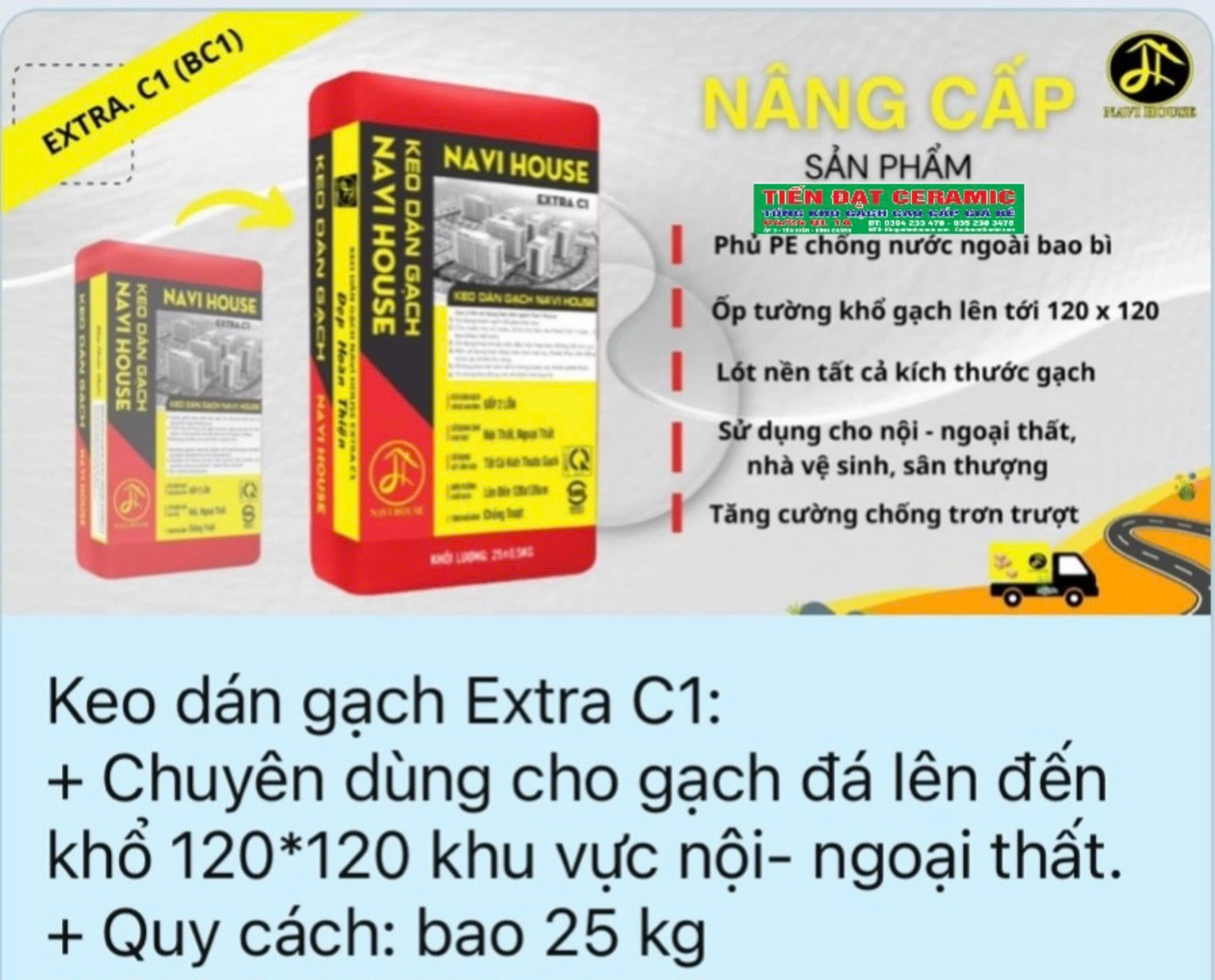 Keo Dán Gạch Navi House Extra C1 Ốp Đá Khổ Lớn