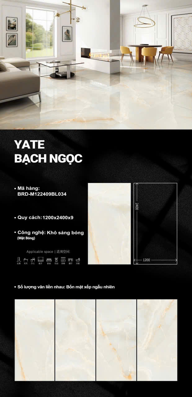 Kho Gạch Bóng Kiếng TQ 120x240 Vân Vàng Ngọc Thạch