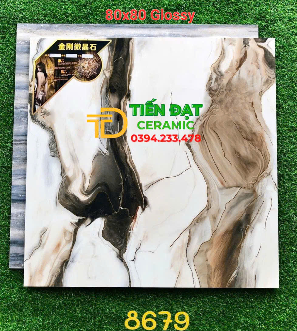 Kho Gạch TQ 80x80 Trắng Đen Giả Đá Ánh Kim Cao Cấp