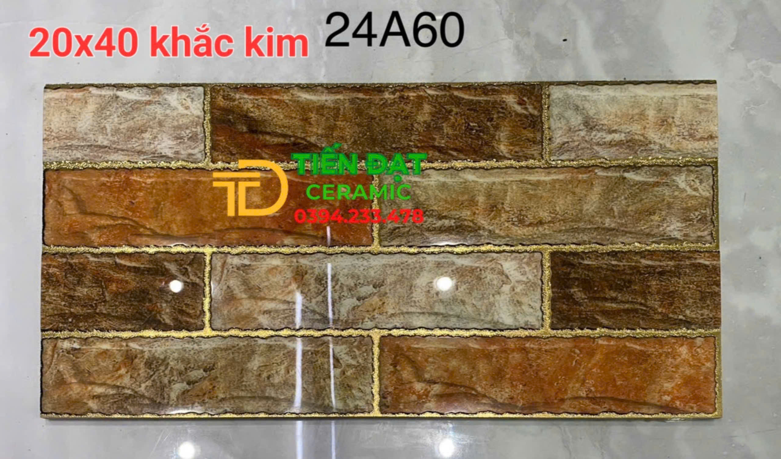 Kho Gạch Trang Trí TQ 20x40 Nhũ Vàng Tại Tây Ninh