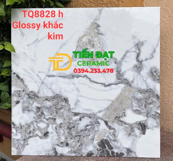 Kho Gạch Trung Quốc 80x80 Trắng Đen Khắc Kim Mới Đẹp 