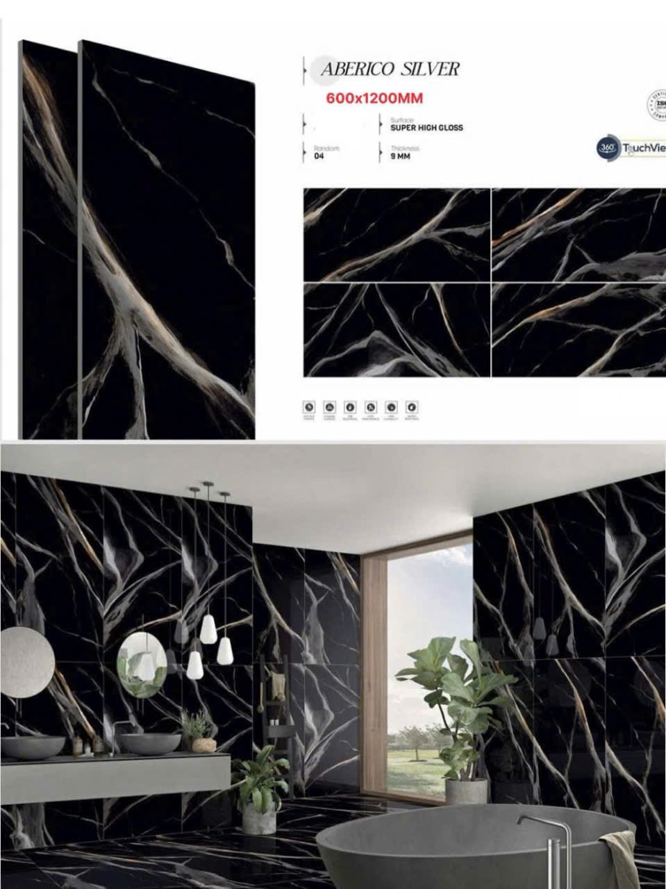 Gạch Khổ Lớn Ốp Mặt Tiền 80x160 Đen Vân Trắng Mới Nhất