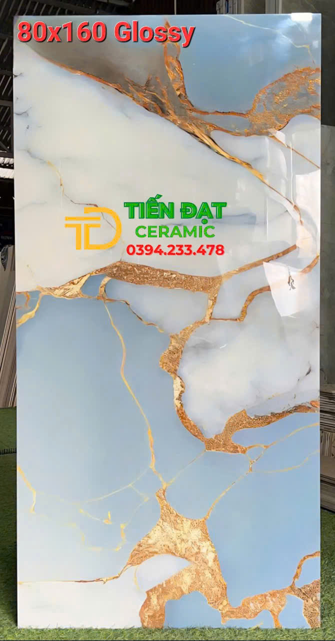 Tổng Kho Gạch Ấn Độ 80x160 Xanh Nhạt Nhũ Vàng Tại Quận 8