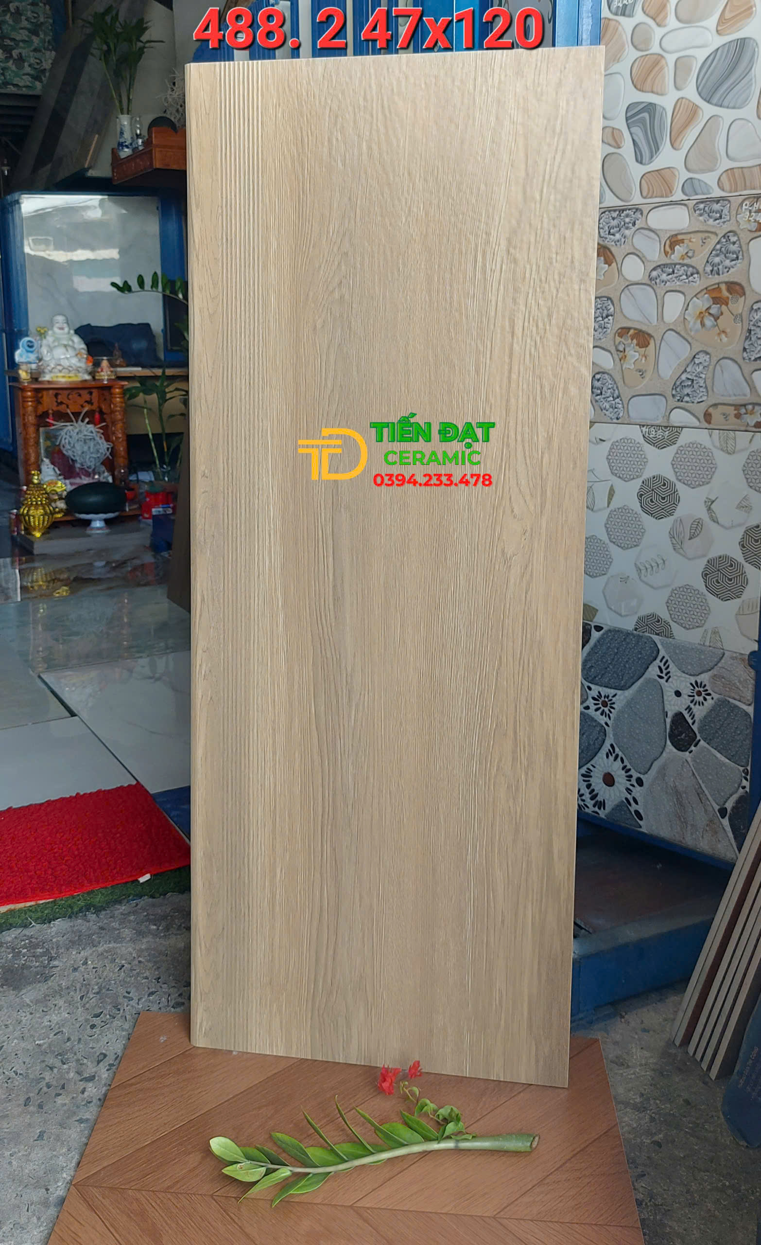 Gạch Cầu Thang Giả Gỗ 47x120 Mờ Nhám Mẫu Mới Nhất 
