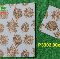 Gạch Hoa Văn 30x30 Vân Vàng Nhũ Bạc