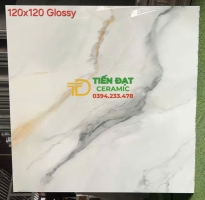 Đá Bóng Kiếng Kim Cương 120x120 Vân Trắng Đen Ánh Vàng