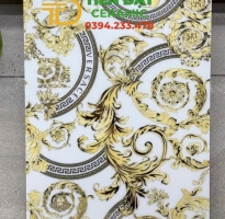 Đá Bóng Kiếng TQ 30x60 Hoa Văn Trắng Vàng Ánh Kim