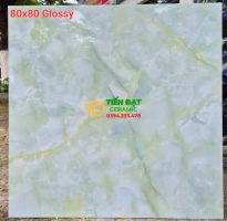 Đá Bóng Kiếng Vi Tinh 80x80 Xanh Ngọc Lát Phòng Khách 