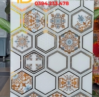 Đá Ép Kính 30x60 Khắc Kim Hình Lục Giác Mẫu Mới Đẹp