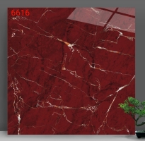 Gạch Bóng Kiếng 60x60 Đỏ Vân Trắng