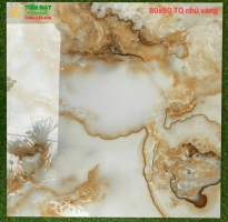 Gạch Bóng Kiếng 80x80 Vân Vàng Ánh Kim 