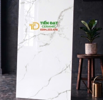 Gạch Bóng Kiếng Ấn Độ 60x120 Trắng Vân Xám Mới Nhất 