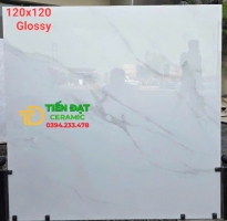 Gạch Bóng Kiếng 120x120 Khổ Lớn Trắng Vân Kim Cương 