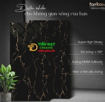 Gạch Bóng Kiếng Kim Cương 60x120 Ốp Mặt Tiền Đen Vàng