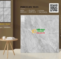 Gạch Bóng Kiếng Kim Cương 80x80 Cao Cấp Vân Xám Nhạt