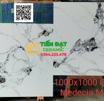 Gạch Bóng Kiếng Vi Tinh Cao Cấp 100x100 Trắng Đen Giả Đá