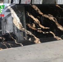 Gạch Cao Cấp 80x300 Đen Vân Cam Bóng Kiếng