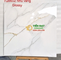 Gạch Cao Cấp 80x80 Lát Phòng Khách Trắng Khắc Vàng