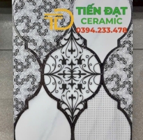 Gạch Cao Cấp Ép Kính 30x60 Nhũ Bạc Khắc Kim Ốp Cột Cổng