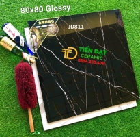 Gạch Cao Cấp Ốp Mặt Tiền 80x80 TQ Đen Trắng Khắc Kim